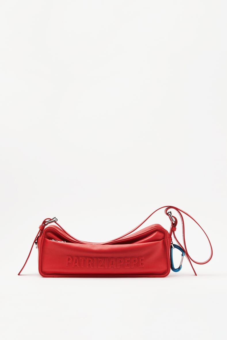 Borsa crossbody (IM)PERFECTION media in pelle, Rosso, Patrizia Pepe