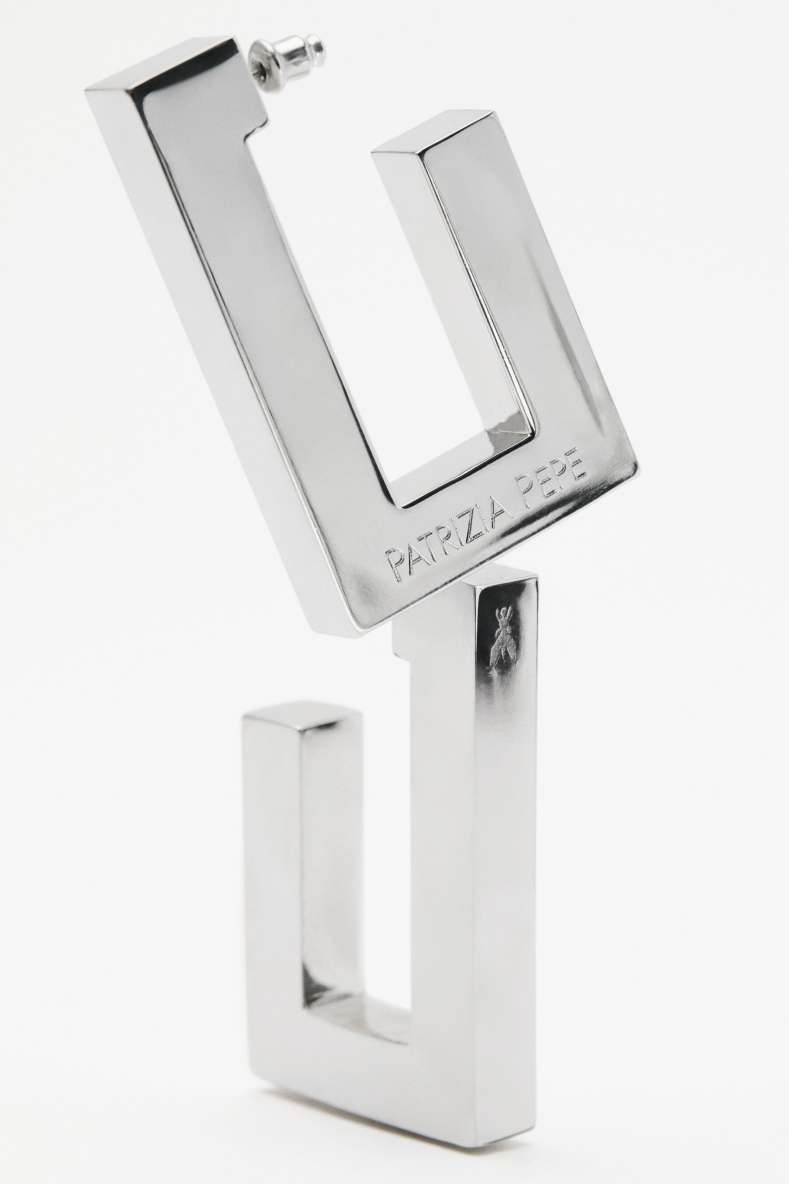 Metal Square earrings, Silver, Patrizia Pepe