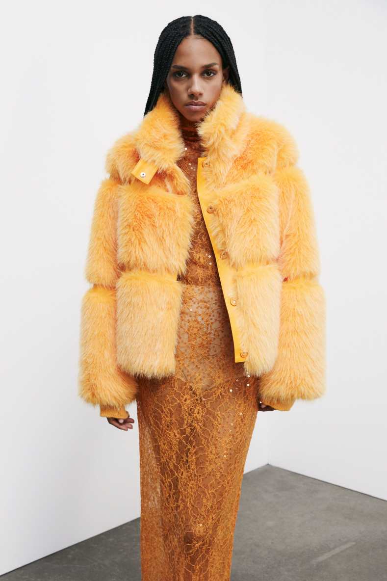 Short fluffy jacket, Orange, Patrizia Pepe