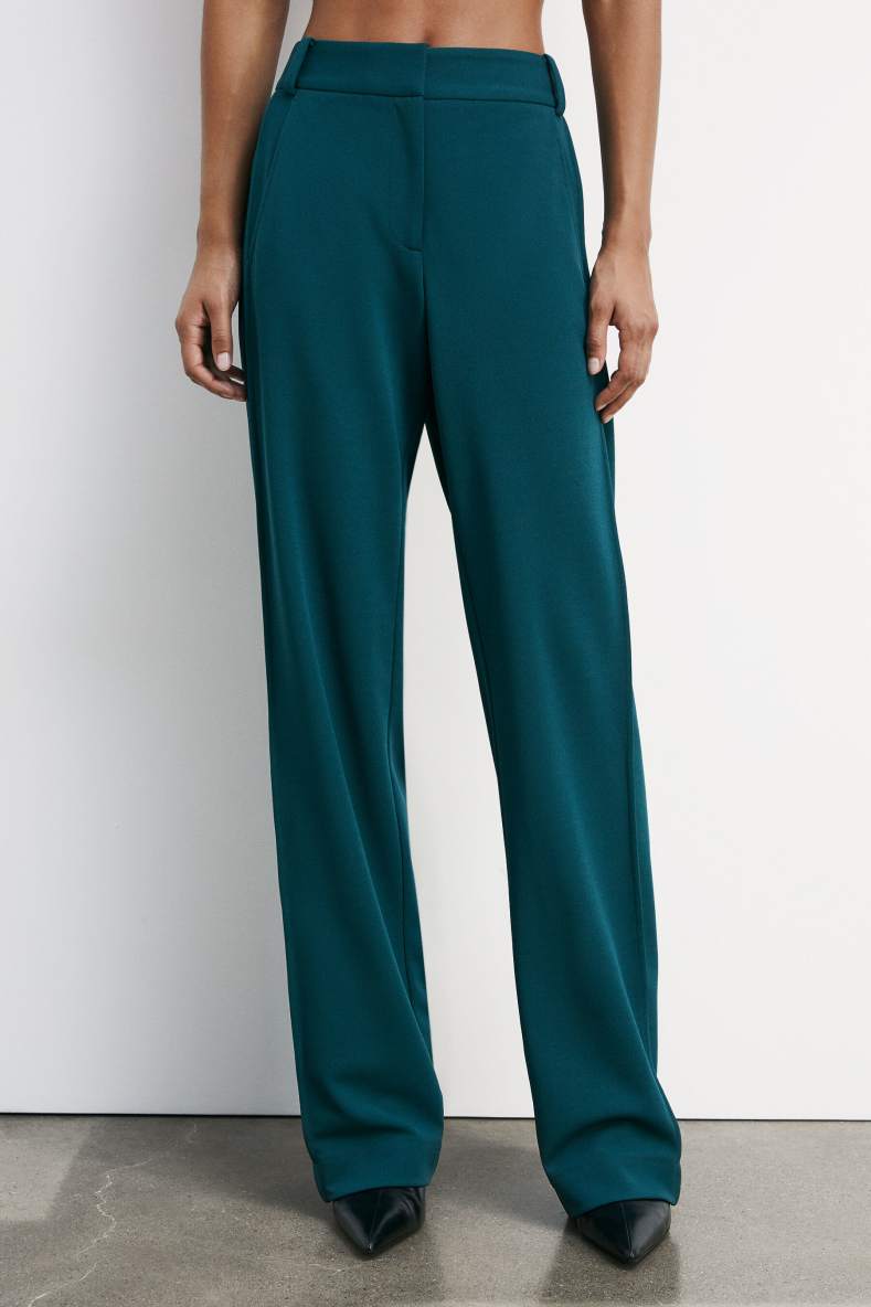 Wide pants with ribbing, Green, Patrizia Pepe