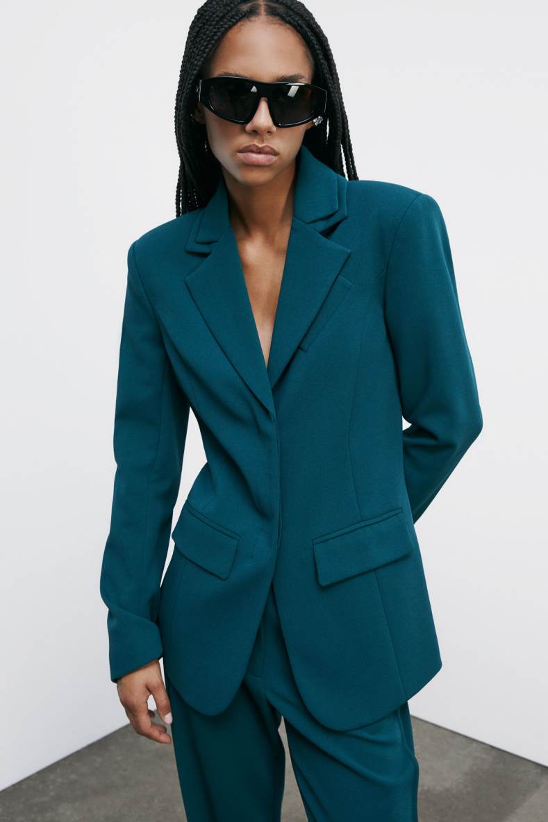 Blazer with double collar, Green, Patrizia Pepe