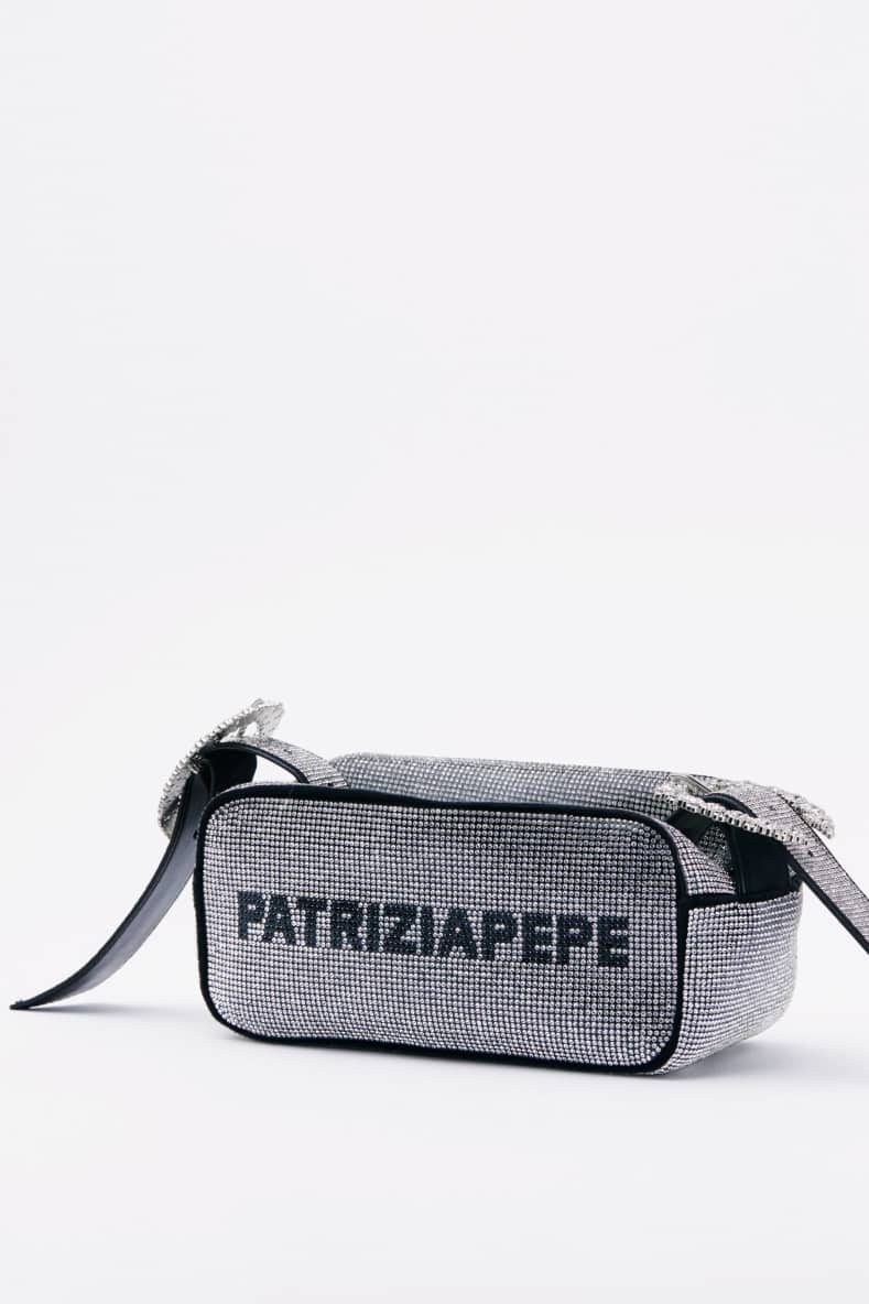 (IM)PERFECTION mini full rhinestone bag, Silver, Patrizia Pepe