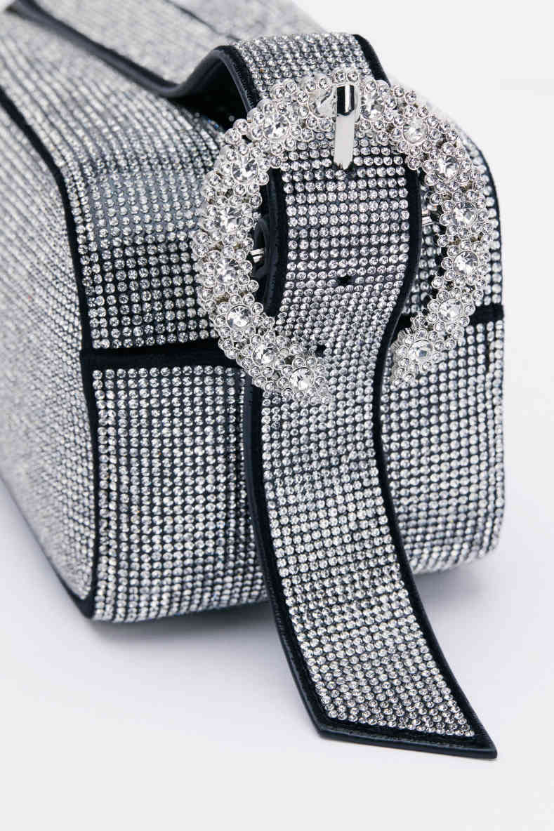 (IM)PERFECTION mini full rhinestone bag, Silver, Patrizia Pepe