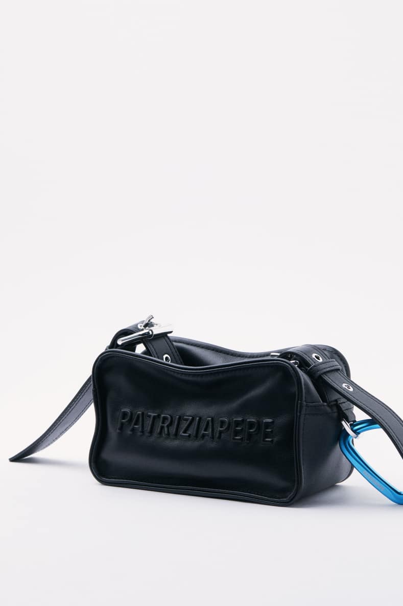 (IM)PERFECTION mini leather crossbody bag, Black, Patrizia Pepe