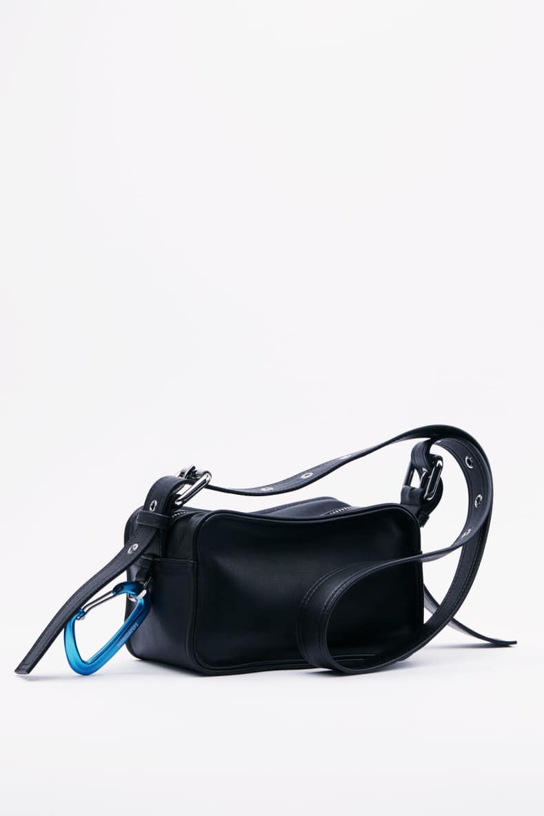 (IM)PERFECTION mini leather crossbody bag, Black, Patrizia Pepe