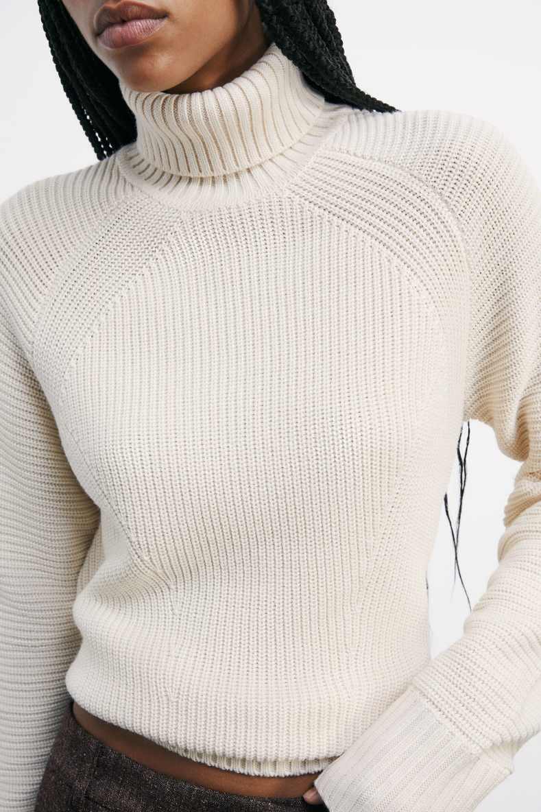 &quot;ESSENTIAL&quot; woven turtleneck sweater, White, Patrizia Pepe