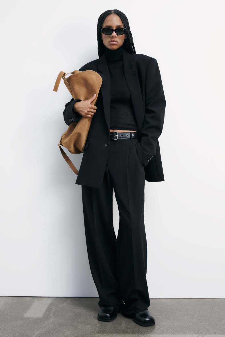 Fluid pants with pleats, Black, Patrizia Pepe