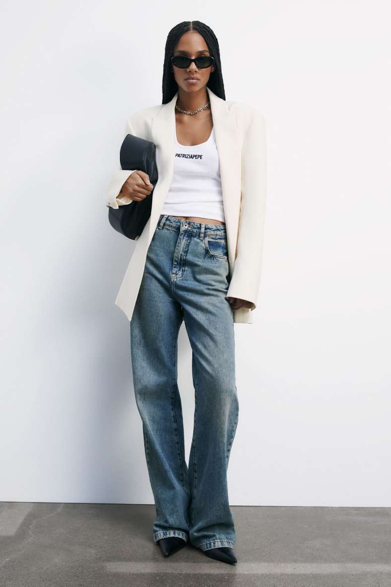 High-waisted straight jeans, Light Blue, Patrizia Pepe