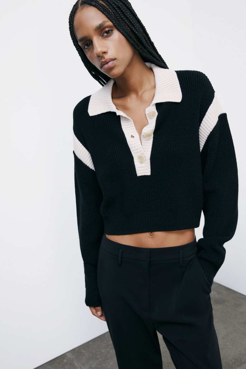 Racing color block sweater, Black, Patrizia Pepe