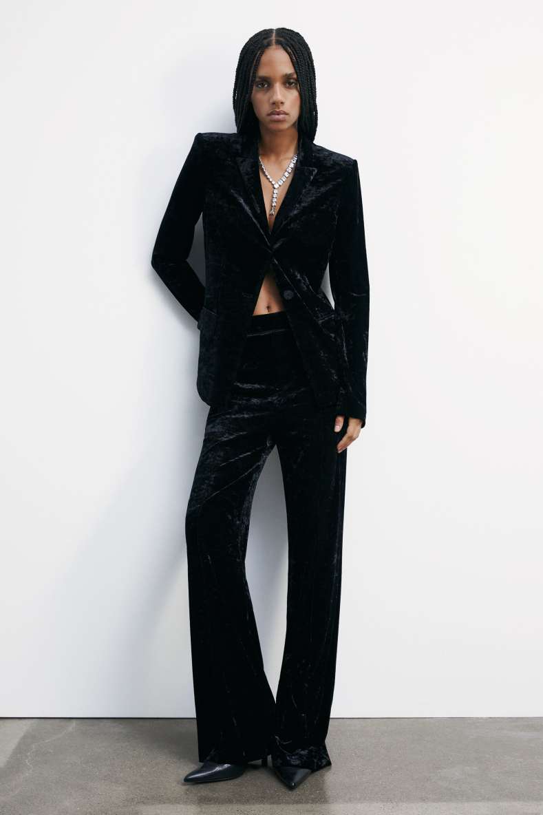 &quot;ESSENTIAL&quot; velvet pants, Black, Patrizia Pepe