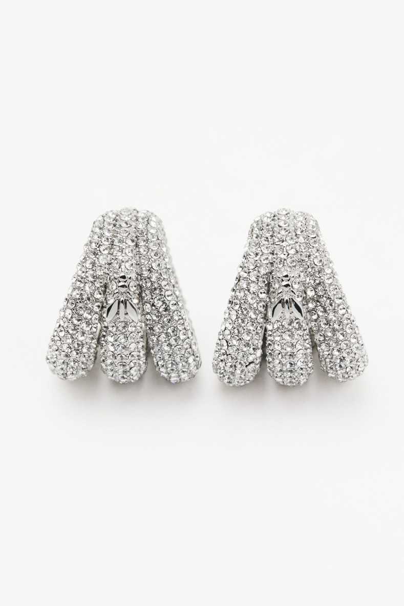 Earcuffs grandi Metal Circle con strass, Argento, Patrizia Pepe