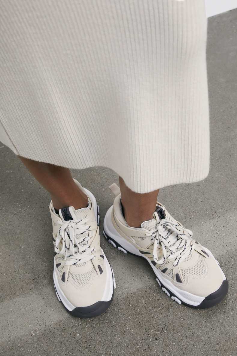 Leather running sneakers, Beige, Patrizia Pepe