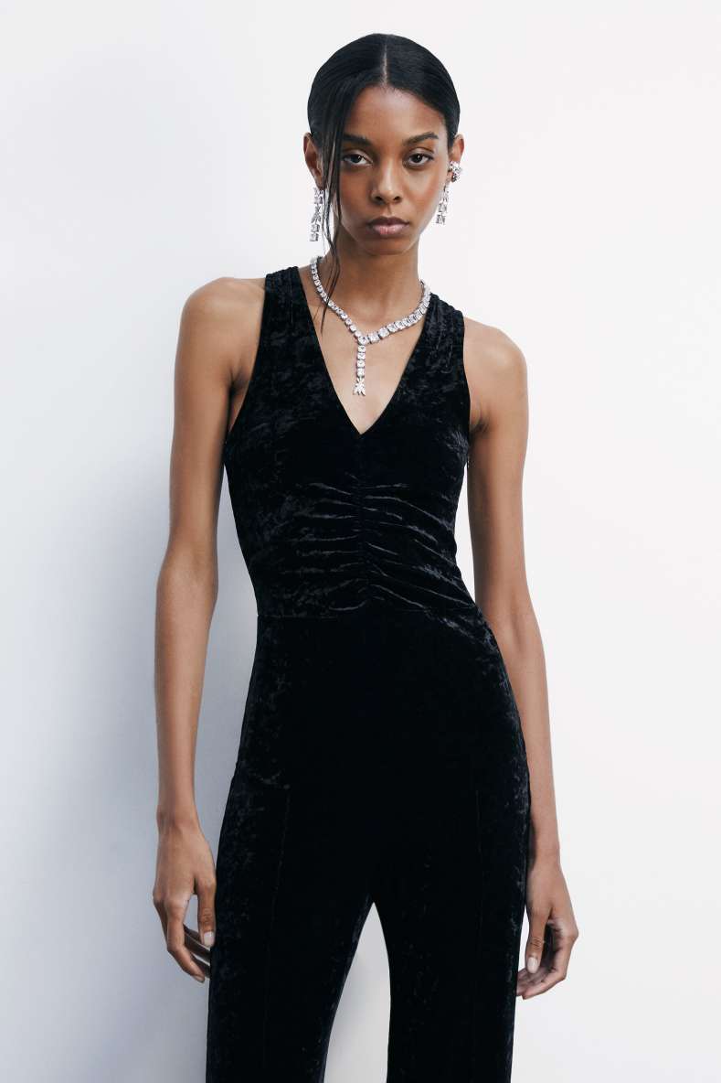 &quot;ESSENTIAL&quot; velvet suit, Black, Patrizia Pepe