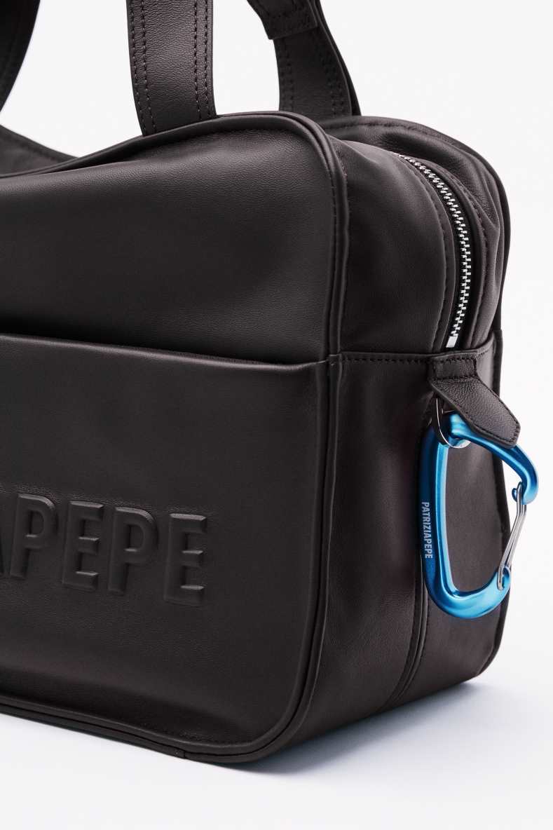 (IM)PERFECTION shopping bag in leather, Brown, Patrizia Pepe