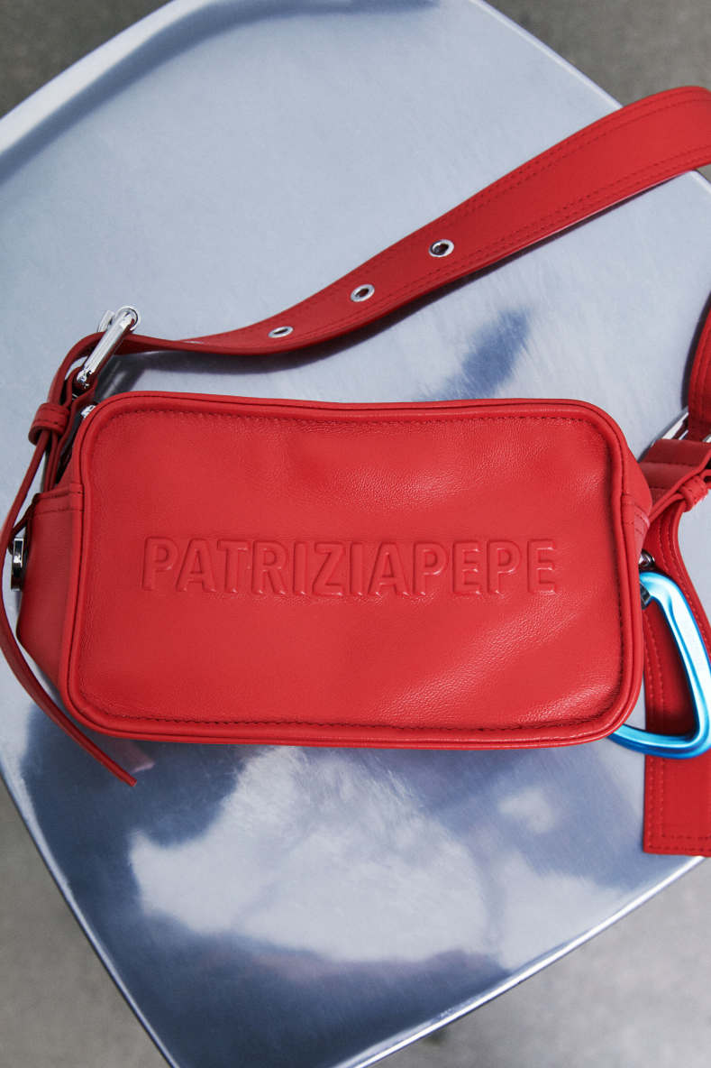 (IM)PERFECTION mini leather crossbody bag, Red, Patrizia Pepe