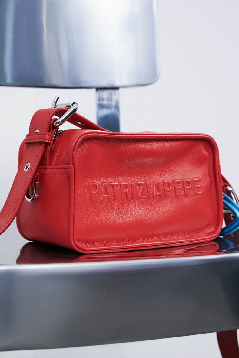 (IM)PERFECTION mini leather crossbody bag, Red, Patrizia Pepe