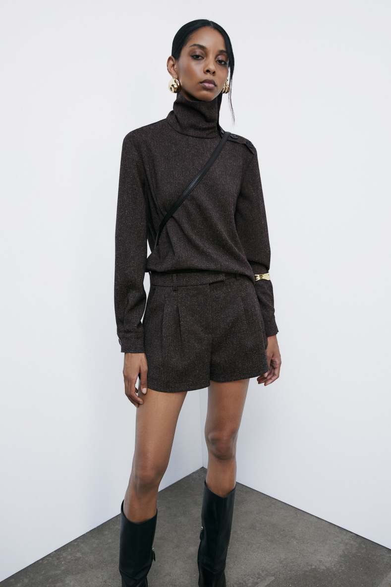 Structured turtleneck sweater, Brown, Patrizia Pepe