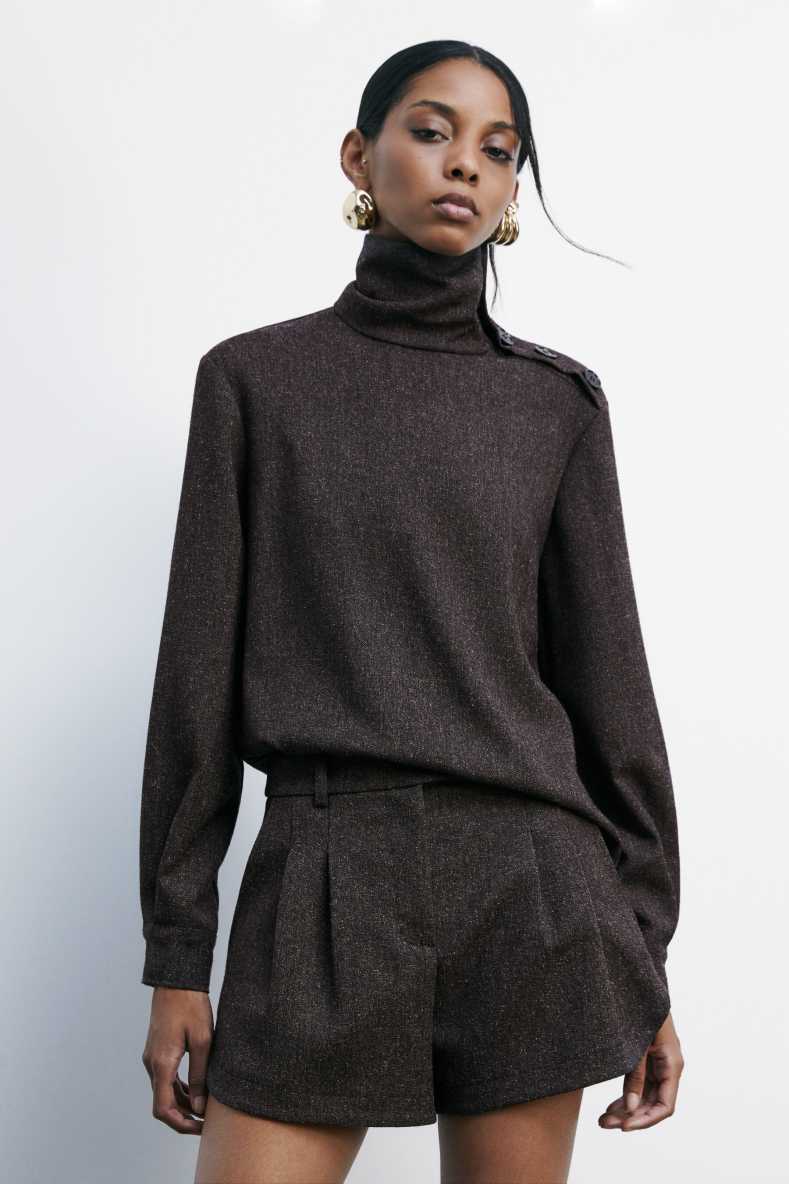 Structured turtleneck sweater, Brown, Patrizia Pepe