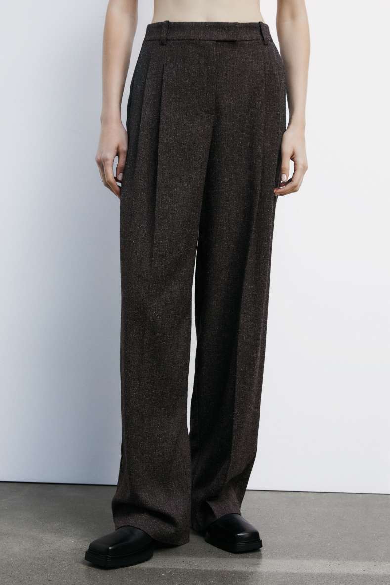 Structured pants with pleats, Brown, Patrizia Pepe