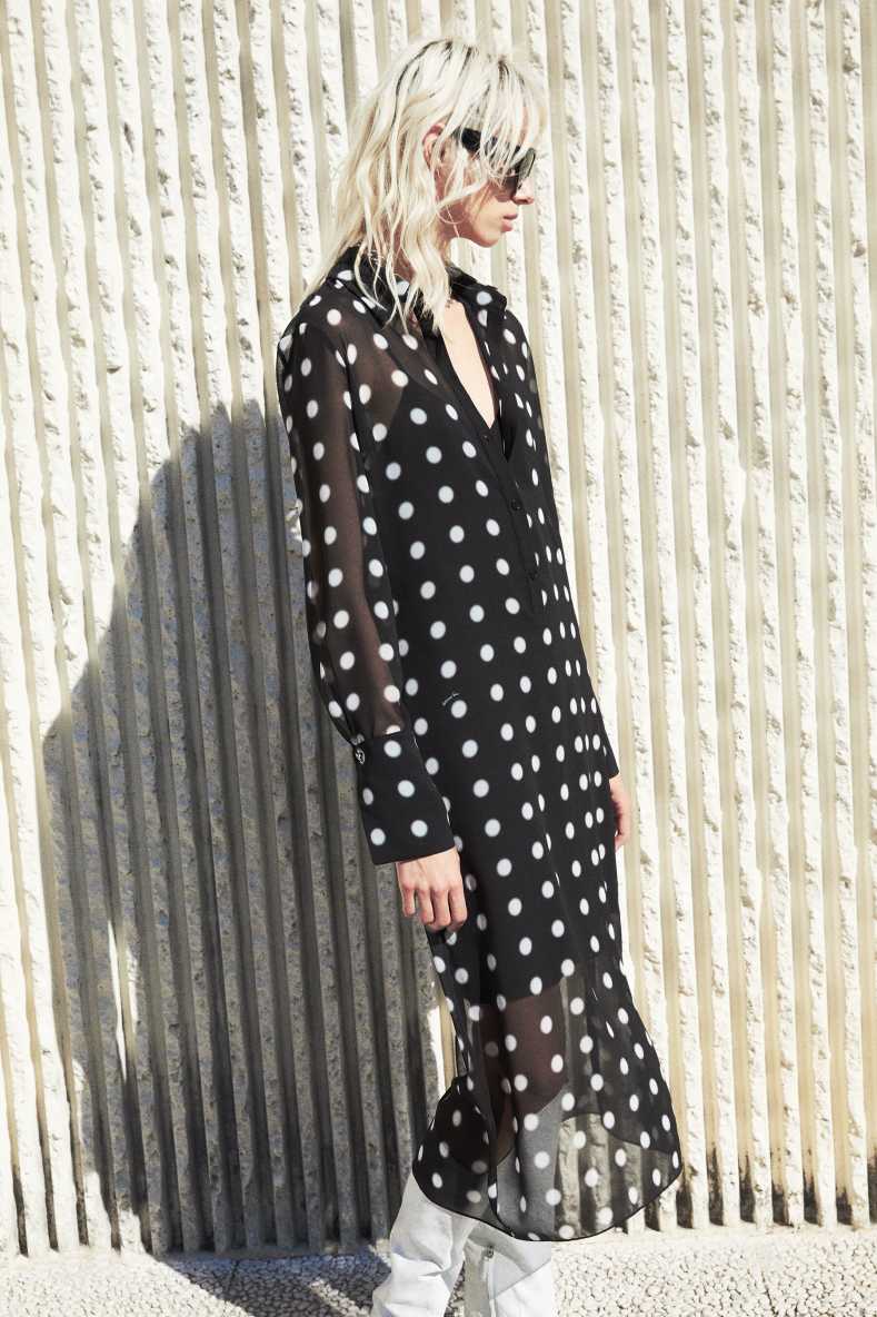 Fluid polka-dot midi shirt dress, Black, Patrizia Pepe
