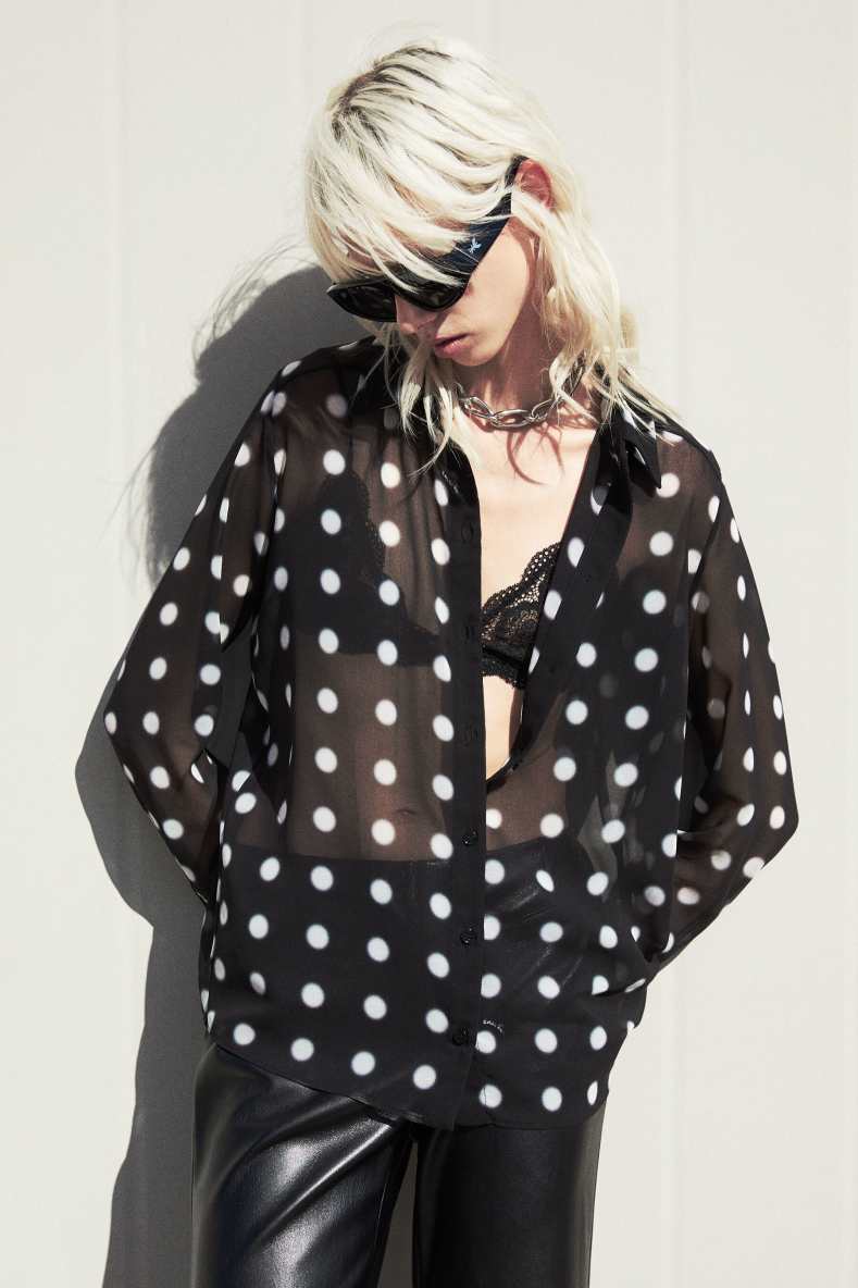 Fluid polka-dot shirt, Black, Patrizia Pepe