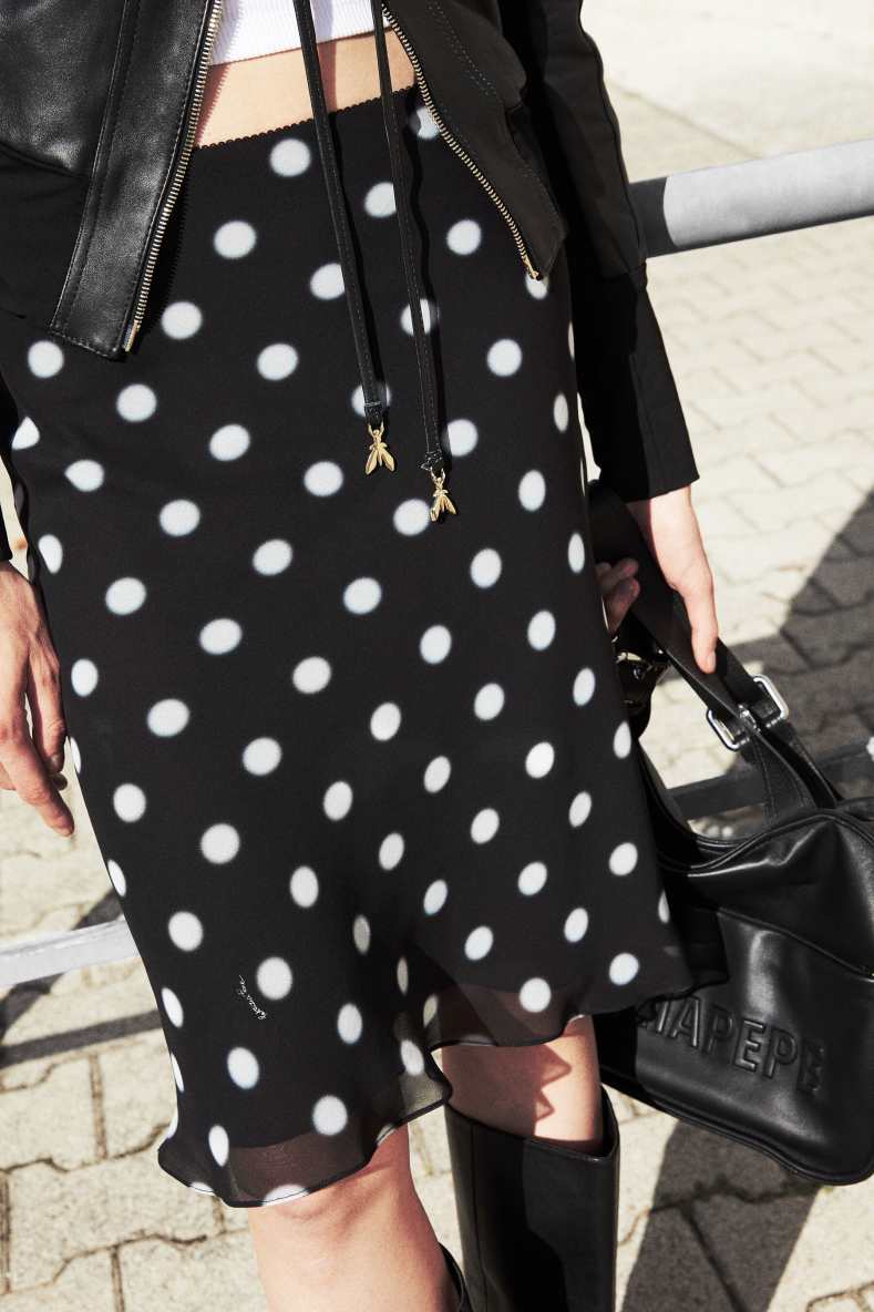 Midi skirt with polka dots, Black, Patrizia Pepe