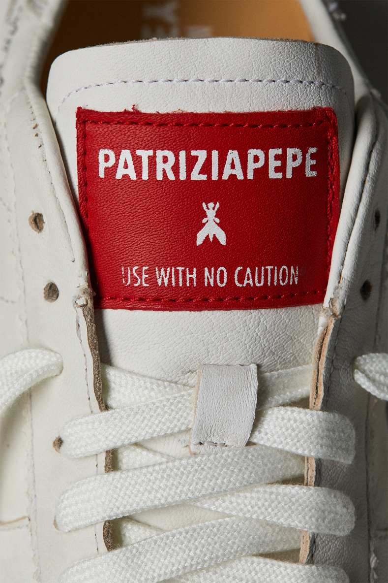 SKIN Sneakers in leather with lettering, White, Patrizia Pepe