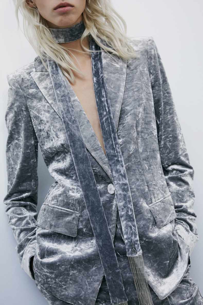 Schmuckschal aus Samt, Grau, Patrizia Pepe