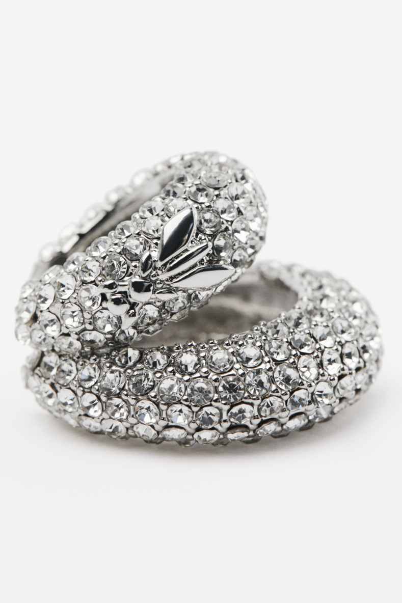 Earcuff medio Metal Circle con strass, Argento, Patrizia Pepe