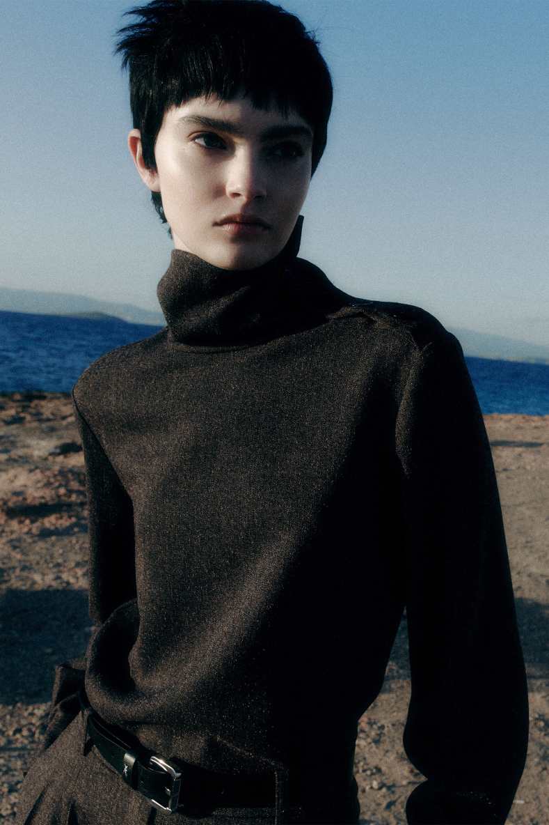 Structured turtleneck sweater, Brown, Patrizia Pepe