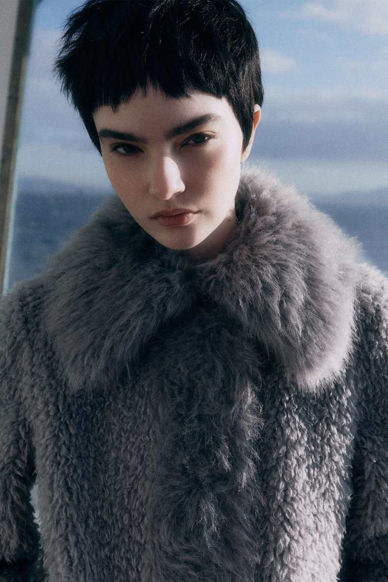 Reversible fluffy coat, Grey, Patrizia Pepe