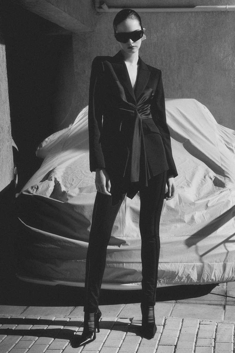 Blazer with draping, Black, Patrizia Pepe