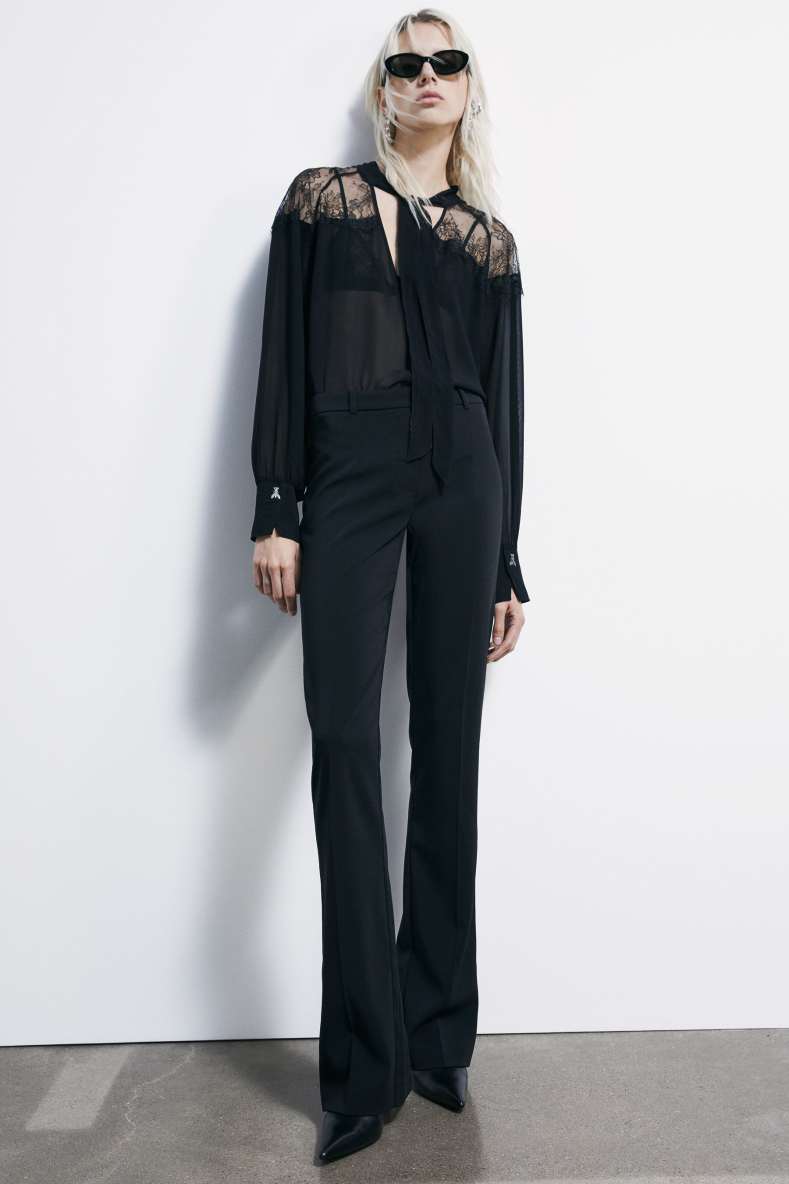 Fluid blouse with bow, Black, Patrizia Pepe