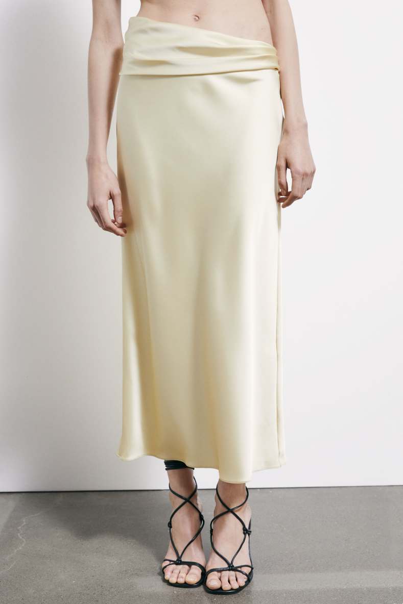 Draped satin midi skirt, Yellow, Patrizia Pepe