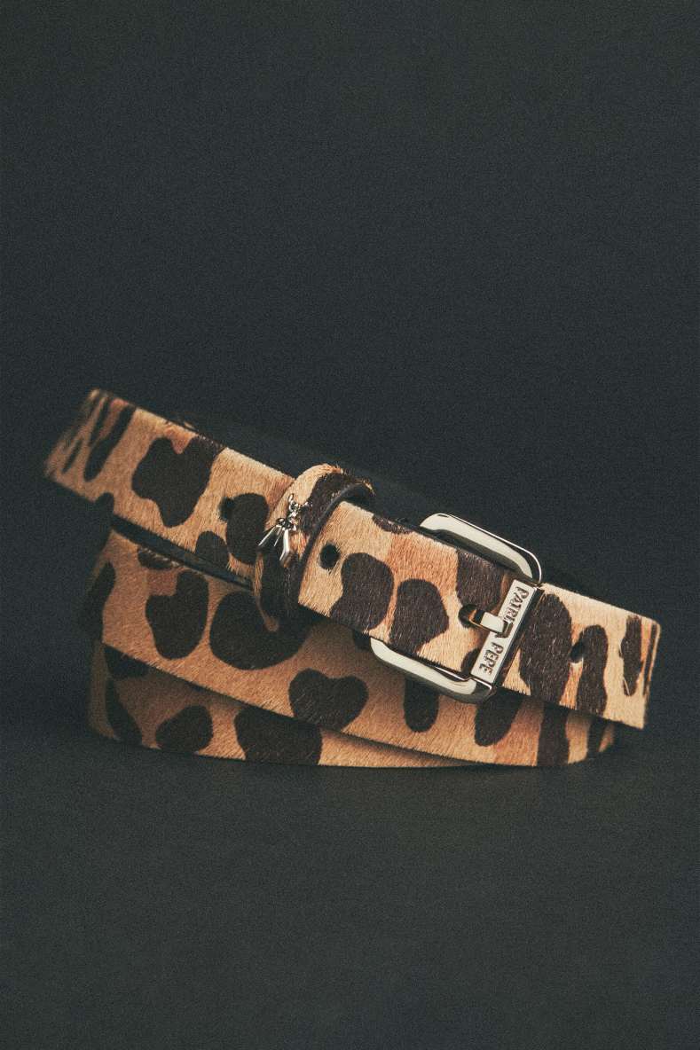 Leopard-print leather belt, Beige, Patrizia Pepe