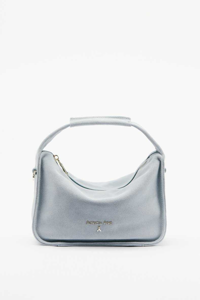 Contemporary Hobo small suede shoulder bag, Blue, Patrizia Pepe