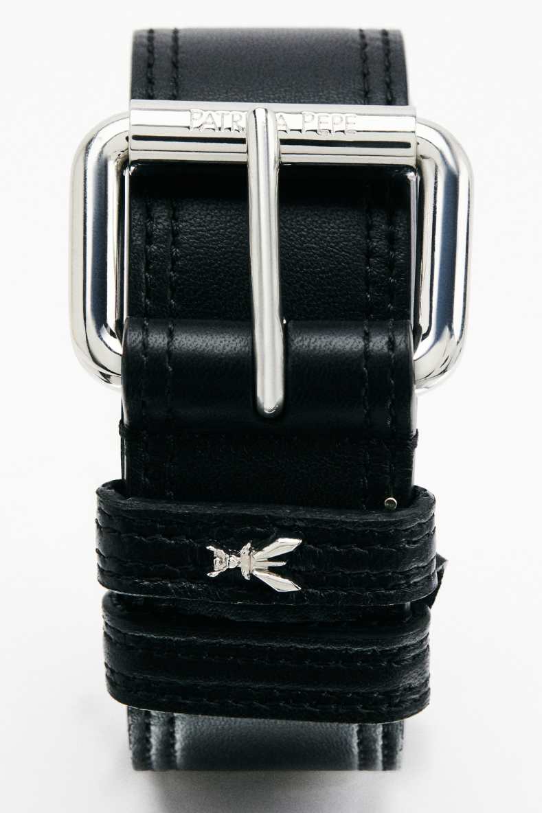Soft leather belt, Black, Patrizia Pepe