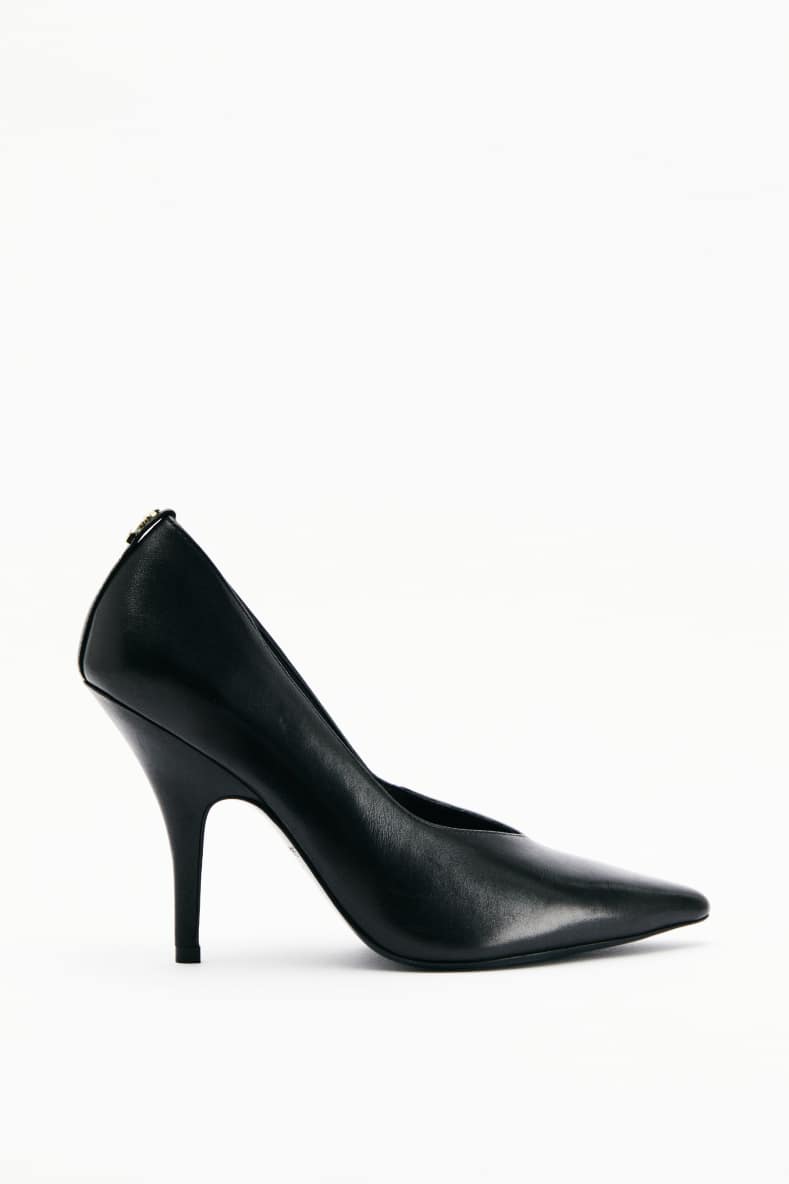 Leather pumps with leather sole, Black, Patrizia Pepe