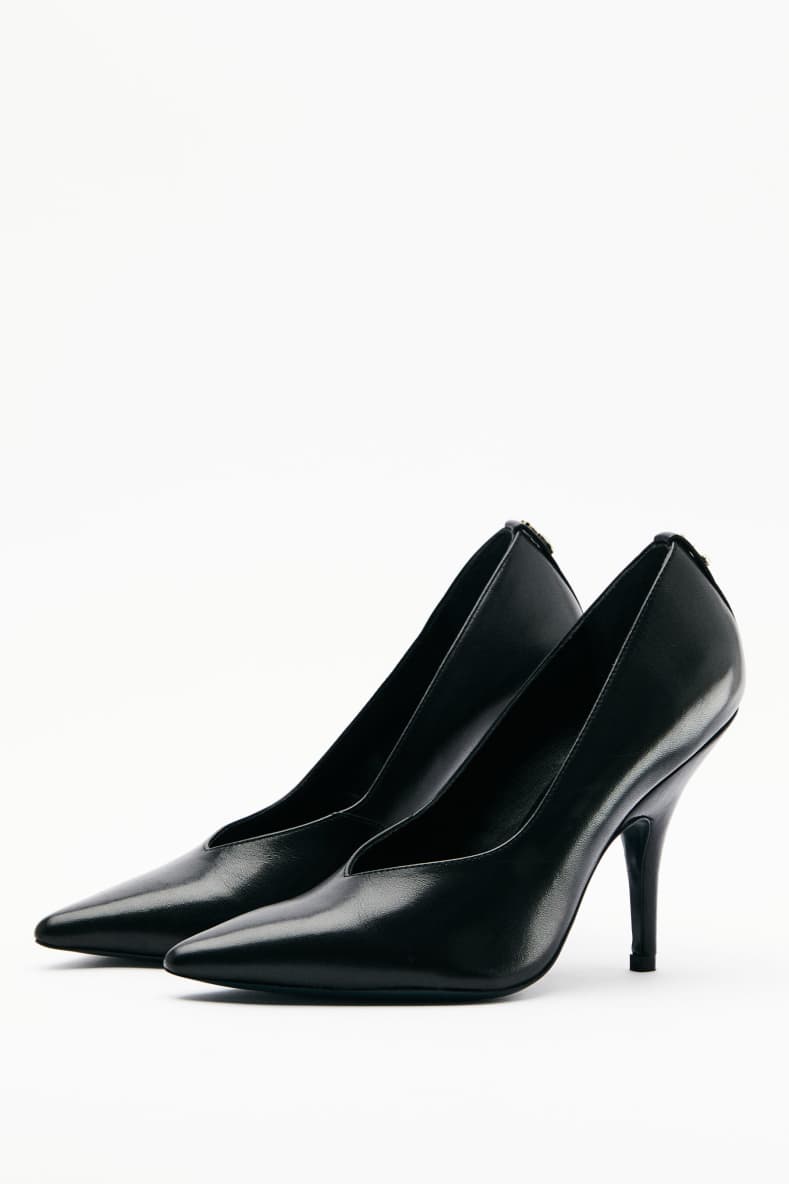 Leather pumps with leather sole, Black, Patrizia Pepe