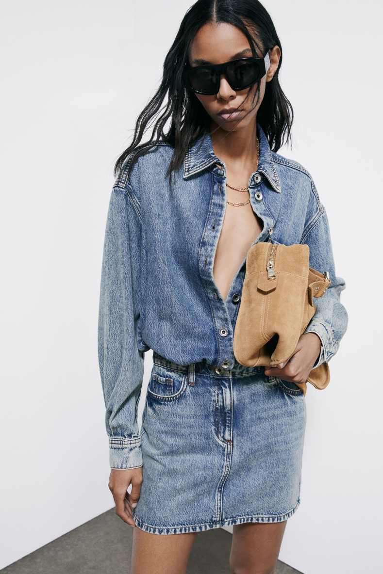 Mini denim shirt dress, Blue, Patrizia Pepe