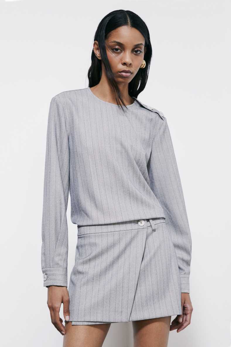 Pinstripe tunic with buttons, Grey, Patrizia Pepe