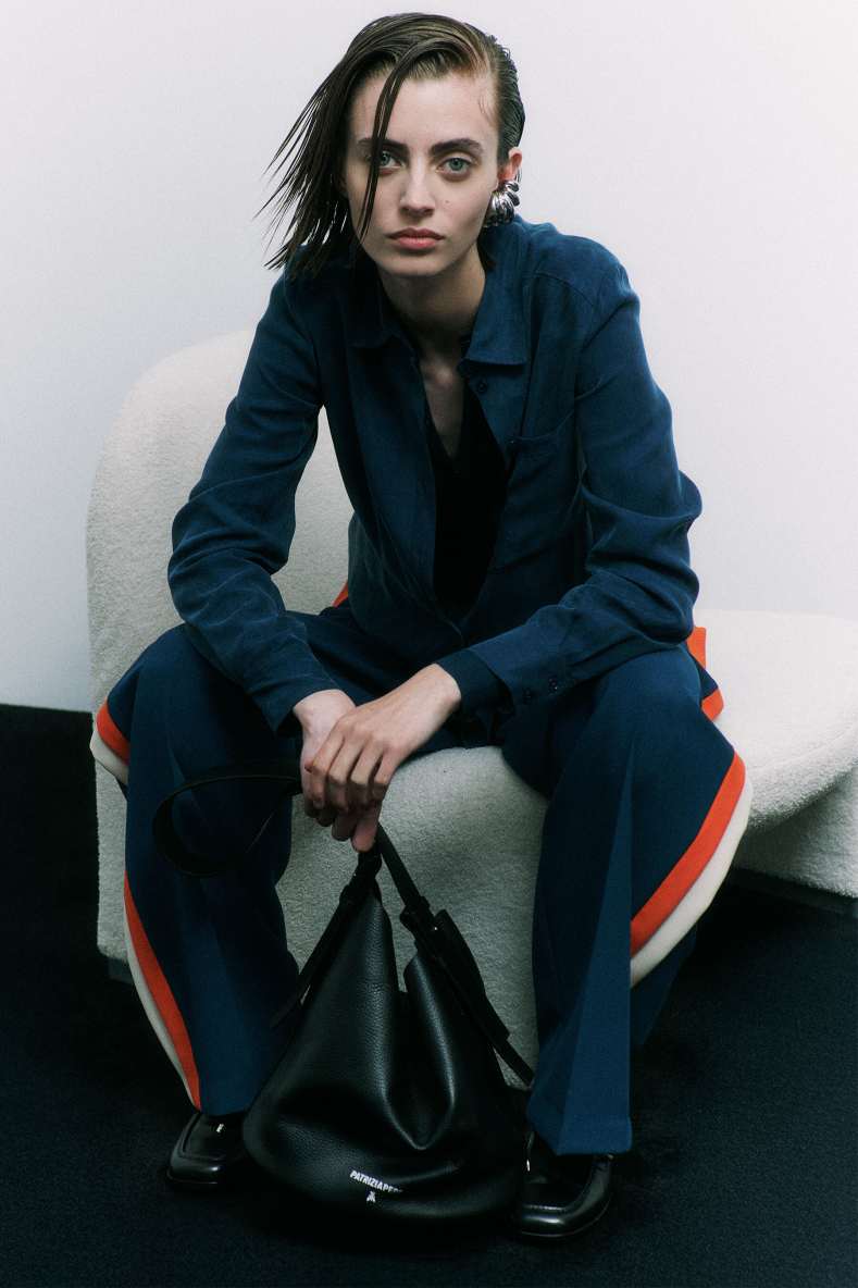 Fluid shirt with bow, Blue, Patrizia Pepe