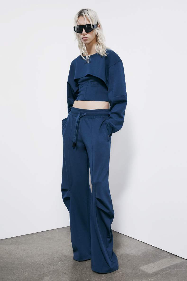 Cotton fleece oversized pants, Blue, Patrizia Pepe