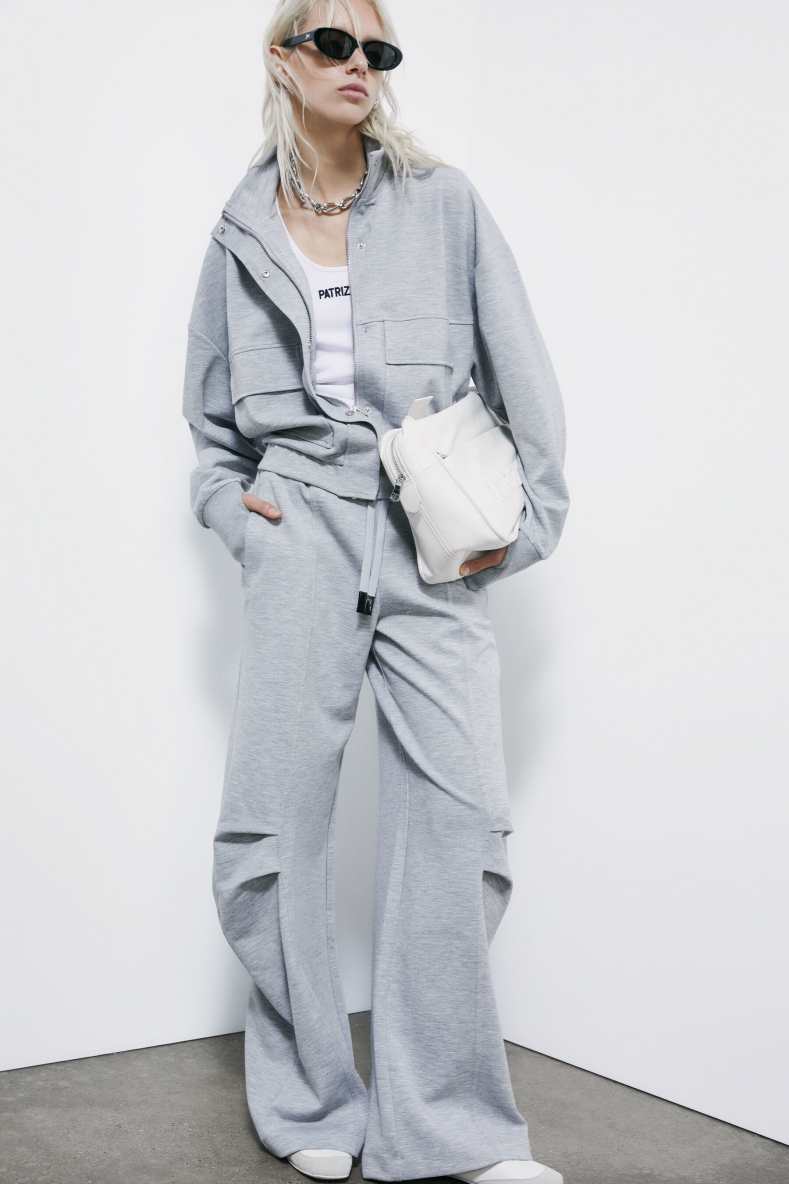 Oversized pants in soft fleece, Grey, Patrizia Pepe