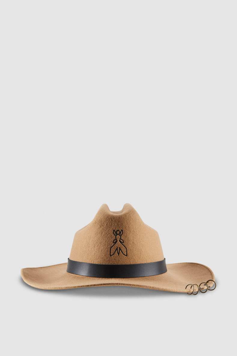 Cowboy hat in felt with piercing, Beige, Patrizia Pepe