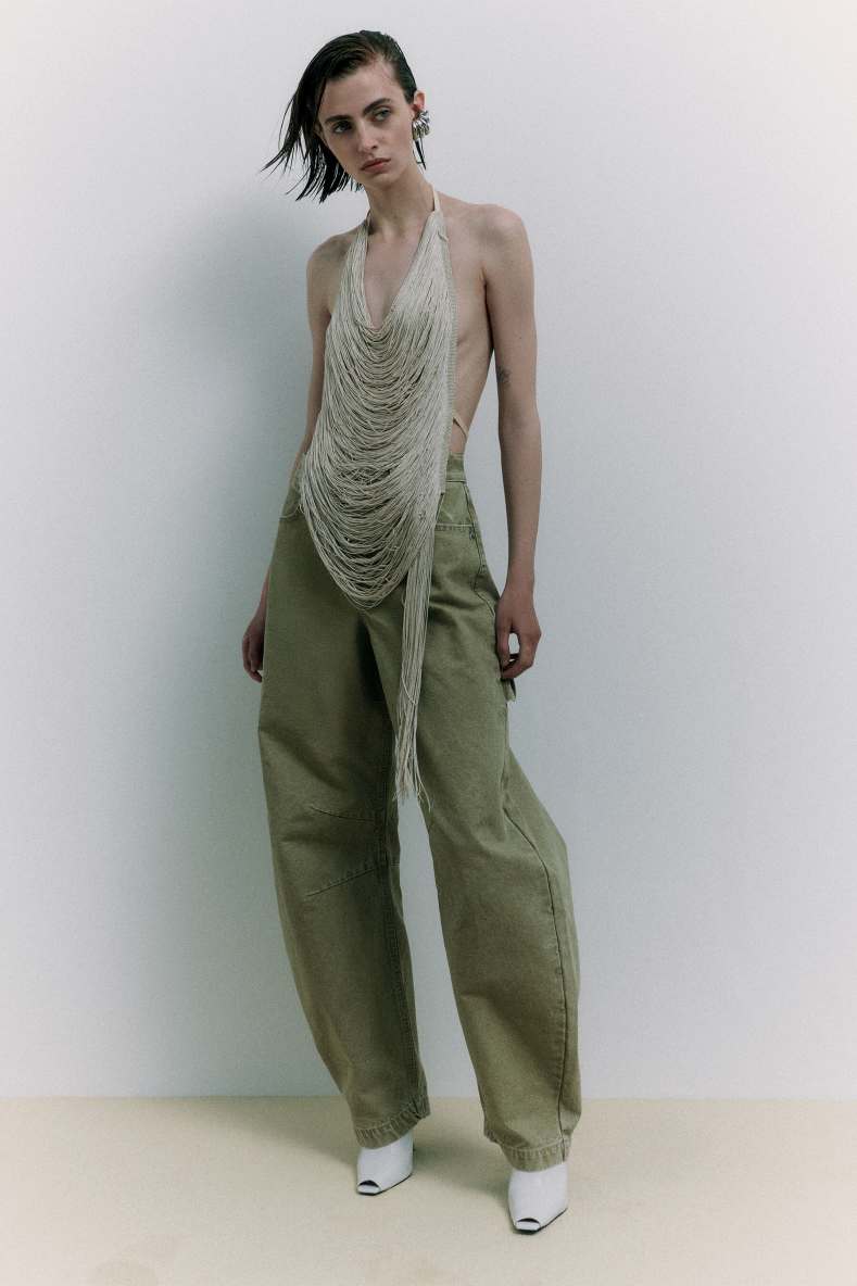 Jeweled top with fringes, White, Patrizia Pepe