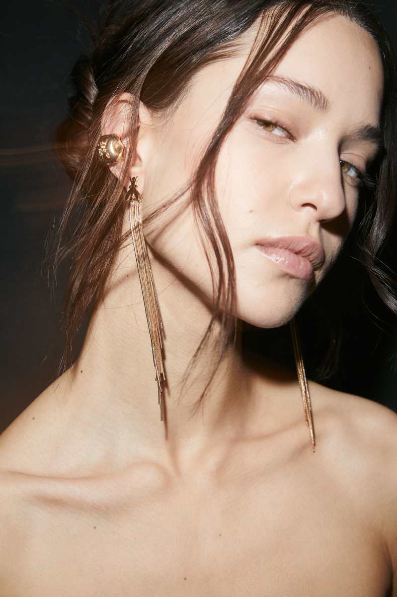 Metal Fringes earrings, Gold, Patrizia Pepe