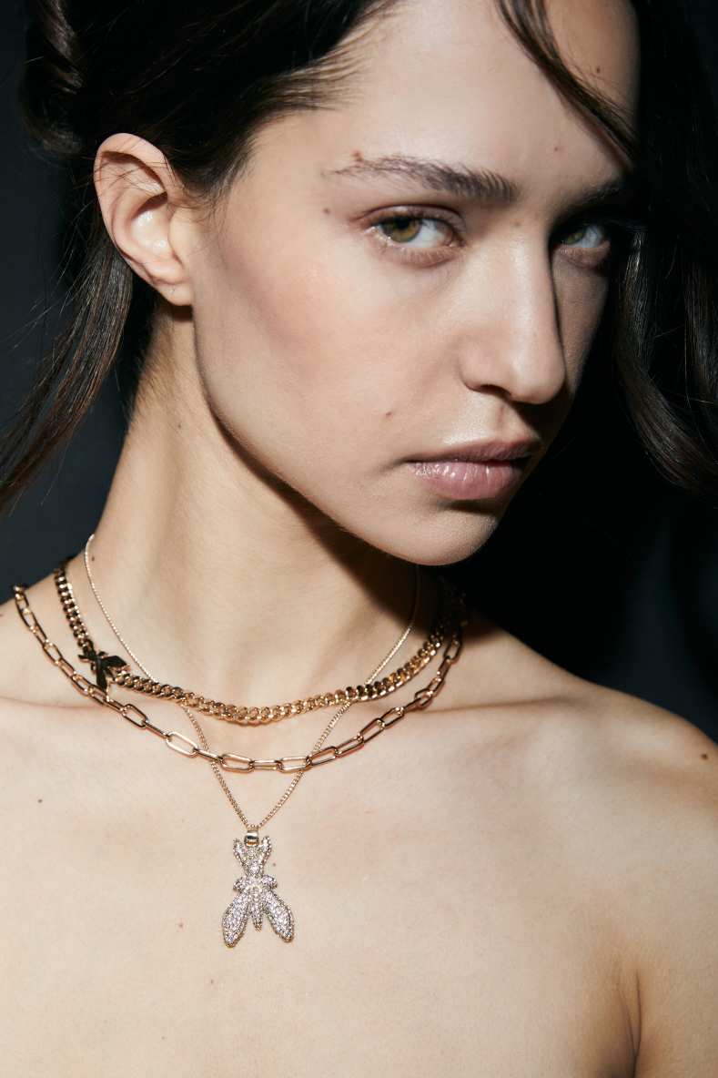 Ожерелье из латуни и стекла со стразами, Золотистый, Patrizia Pepe