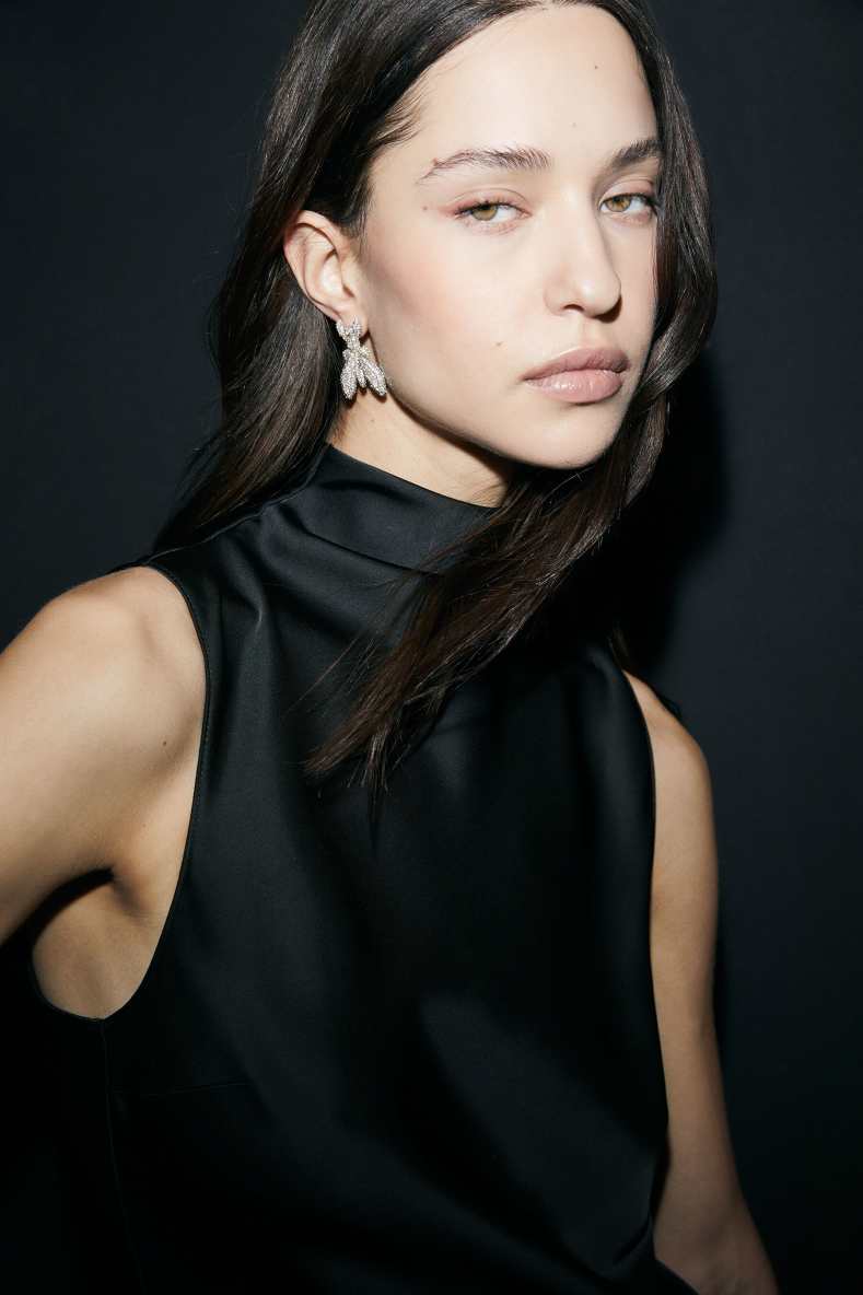 Brass and glass earrings with rhinestones, Gold, Patrizia Pepe