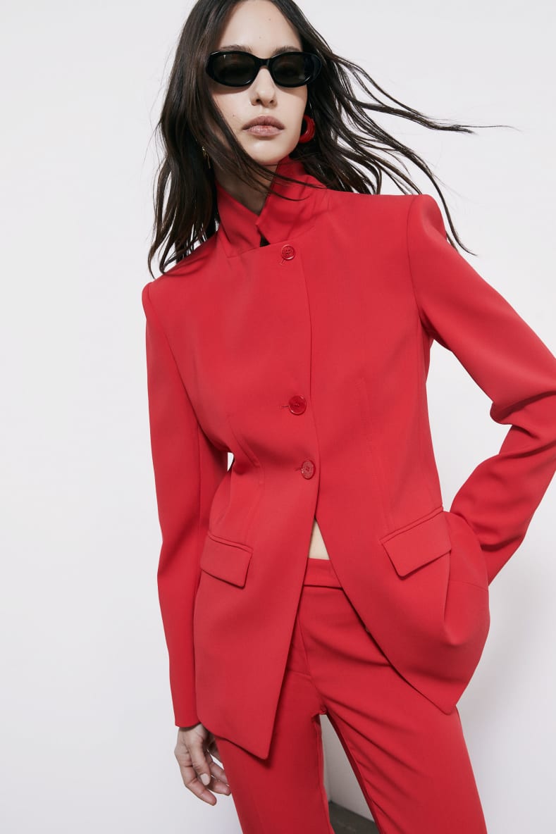 Узкий приталенный блейзер, Красный, Patrizia Pepe